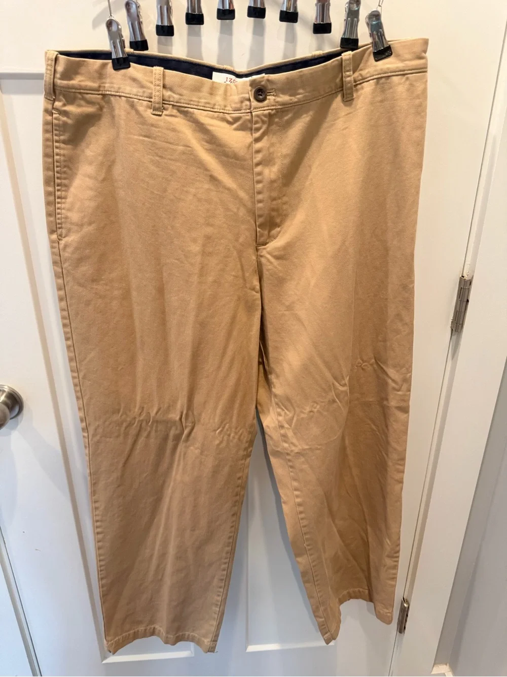 IZOD Saltwater Chino Pants Mens 38x30 Khaki Classic Fit 100% Cotton
